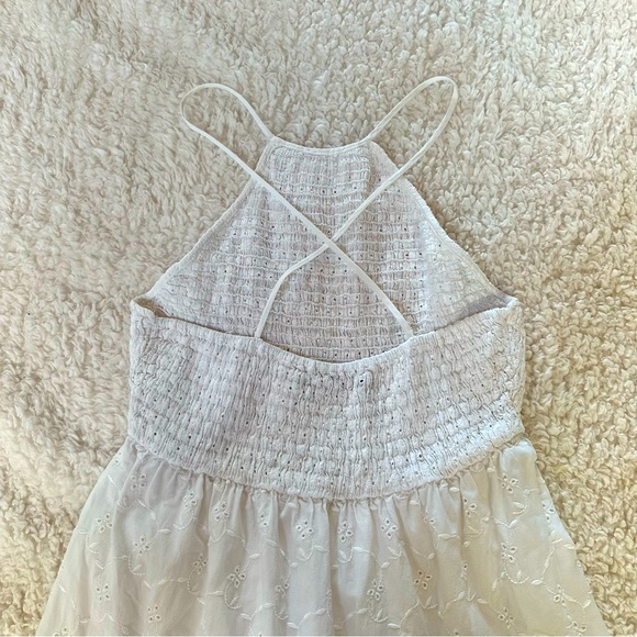 Zara Maxi 3 tiered Smocked White Halter Sundress - Picture 4 of 5